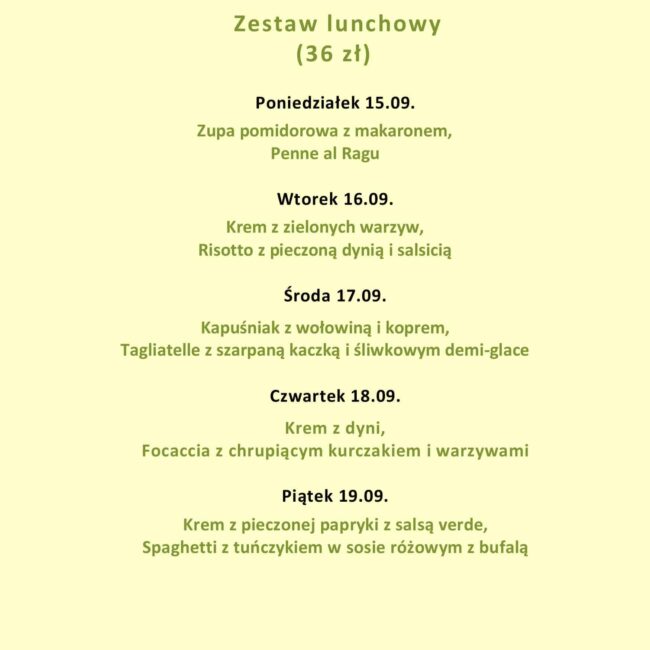 Lunch menu - Jakość robi różnicę